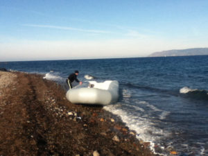 Rubber rafts are one type of boat refugees come across on.
